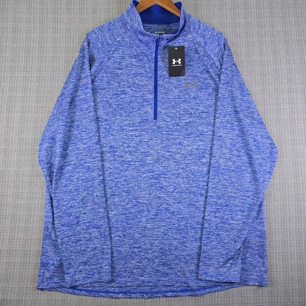 Under Armour Pullover 1/2 Zip Mens 3XL Tech 2.0 Blue Heather New Running Top